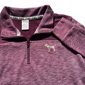 Victoria’s Secret‎ Pink Women’s Medium Quarter Zip Cotton Maroon Collared Jacket